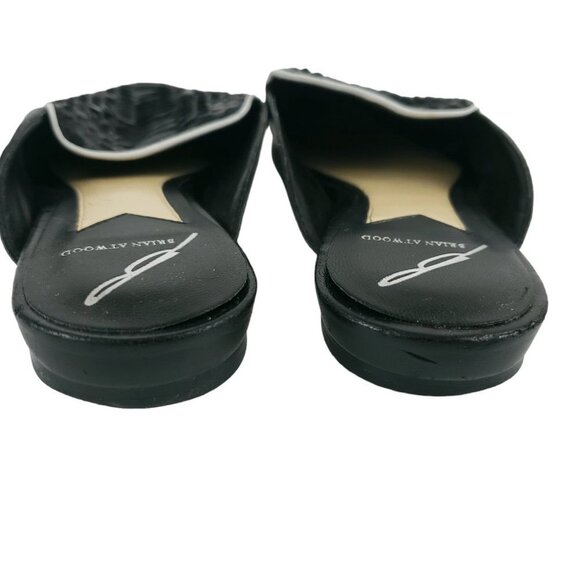 BRIAN ATWOOD Sonja Mules Black Pointed Toe Embossed Leahter Size 6.5 - Picture 5 of 10